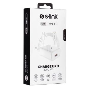 S-Link SL-EC40T 5V 2400MA Android Type C Şarj Kablosu Hızlı Şarj Adaptörü ve Data Kablosu
