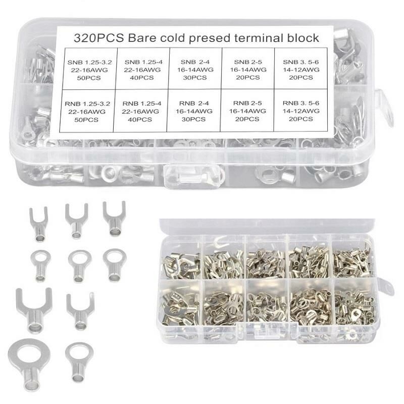 Kablo Pabuç ve Terminal Seti İzolesiz 320 Adet 10 Çeşit (Hakla ve Çatal Tip) Şeffaf Çantada