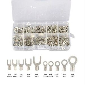 Kablo Pabuç ve Terminal Seti İzolesiz 320 Adet 10 Çeşit (Hakla ve Çatal Tip) Şeffaf Çantada