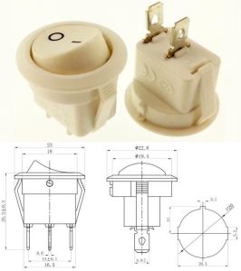 Anahtar Yuvarlak Beyaz On Off Işıksız 2 Pin 6a 250v Kcd1 / Ic-133 ( Kalıcı Tip )