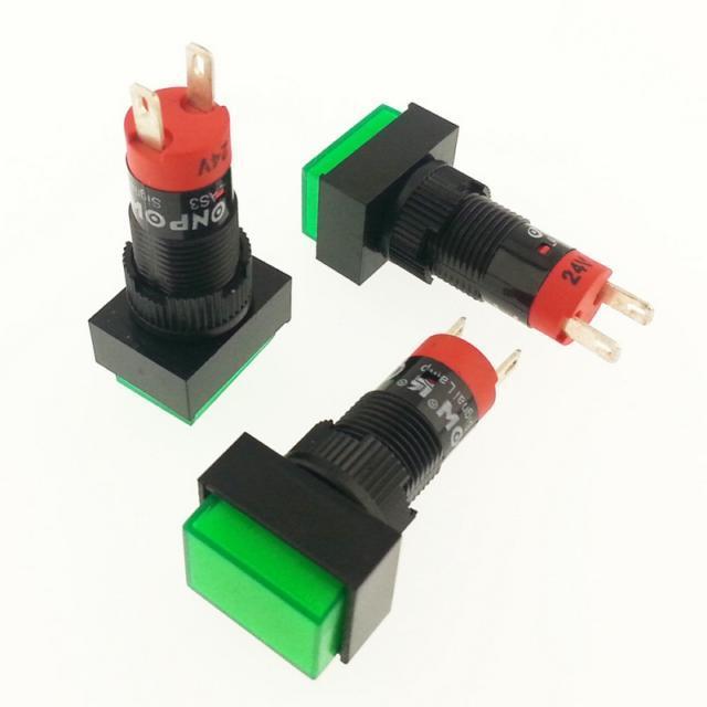 Onpow LAS3J-D/G 24V Yeşil M10 Sinyal Lambası Dikdörtgen