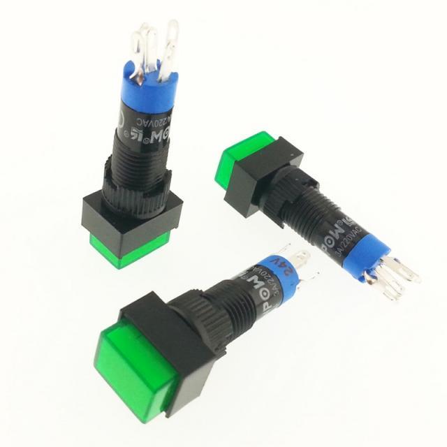 Onpow LAS4J-11/G Buton 24V Yeşil Işıklı M8 Dikdörtgen