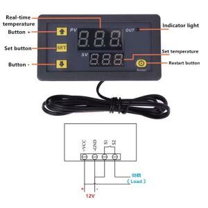 W3230 Dc 12v Dijital Termostat Sıcaklık Kontrol Cihazı (12v Dc ile Çalışır)