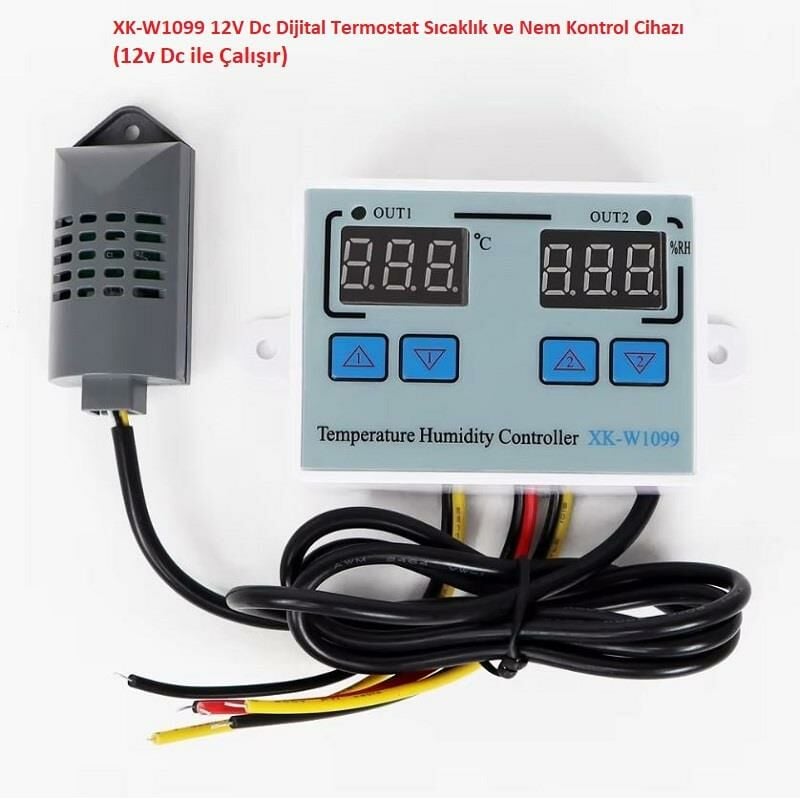 XK-W1099 12V Dc Dijital Termostat Sıcaklık ve Nem Kontrol Cihazı (12v Dc ile Çalışır)