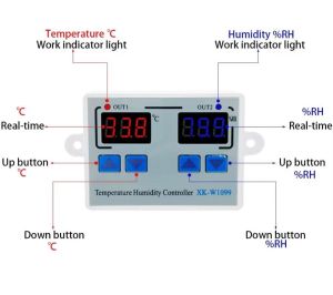XK-W1099 12V Dc Dijital Termostat Sıcaklık ve Nem Kontrol Cihazı (12v Dc ile Çalışır)