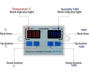 XK-W1099 24V Dc Dijital Termostat Sıcaklık ve Nem Kontrol Cihazı (24v Dc ile Çalışır)