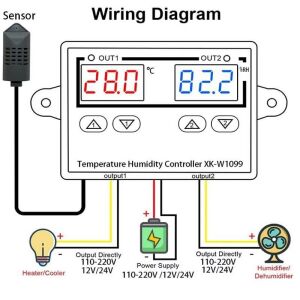 XK-W1099 24V Dc Dijital Termostat Sıcaklık ve Nem Kontrol Cihazı (24v Dc ile Çalışır)