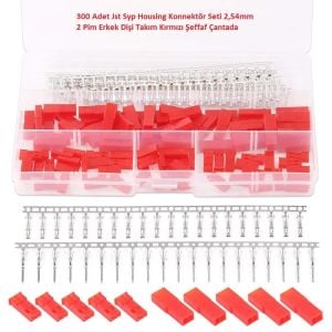 300 Adet Jst Sm Konnektör Seti 2,54mm 2-5 Pim Takım 4 Çeşit Şeffaf Çantada