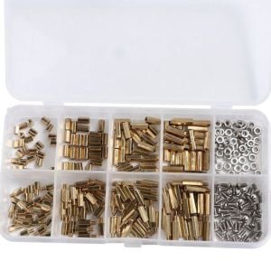 300 Adet M2 Metal Distans Vida Somun Seti Aralıyıcı Stand off 10 Çeşit Şeffaf Çantada