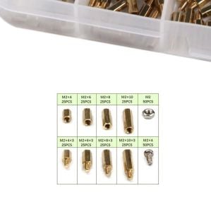 300 Adet M2 Metal Distans Vida Somun Seti Aralıyıcı Stand off 10 Çeşit Şeffaf Çantada