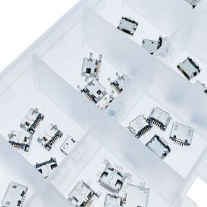 50 Adet Usb Mıcro Soket Seti Smd Pcb Tip 5 Pin 10 Çeşit Şeffaf Çantada