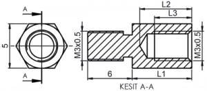 DİSTANS  METAL 45 mm YÜKSELTEC metrik3  AK-YP-545