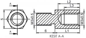 DİSTANS  METAL 45 mm YÜKSELTEC metrik3  AK-YP-545