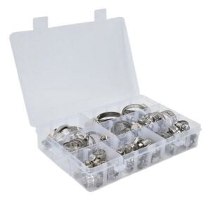 60 Adet Ayarlı Boru Hortum Kelepçesi Metal 7 Çeşit Plastik Çantada