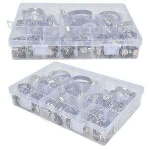 60 Adet Ayarlı Boru Hortum Kelepçesi Metal 7 Çeşit Plastik Çantada