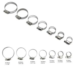 60 Adet Ayarlı Boru Hortum Kelepçesi Metal 7 Çeşit Plastik Çantada