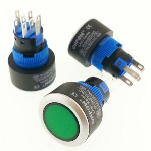Onpow LAS1-AWY-22Z/G Anahtar 24V Yeşil Işıklı M16 Yuvarlak