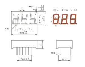 KPT-3361 BSRND ÜÇLÜ  9,72mm  SEGMENT DİSPLEY ANOT