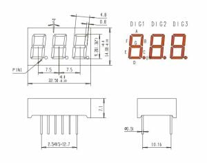 KPT-3361 BSRND ÜÇLÜ  9,72mm  SEGMENT DİSPLEY ANOT