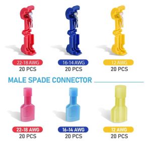 120 Adet T-TAP Kablo Ek Konnektör Seti (Kesmeden) 6 Çeşit Plastik Çantada