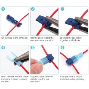 120 Adet T-TAP Kablo Ek Konnektör Seti (Kesmeden) 6 Çeşit Plastik Çantada