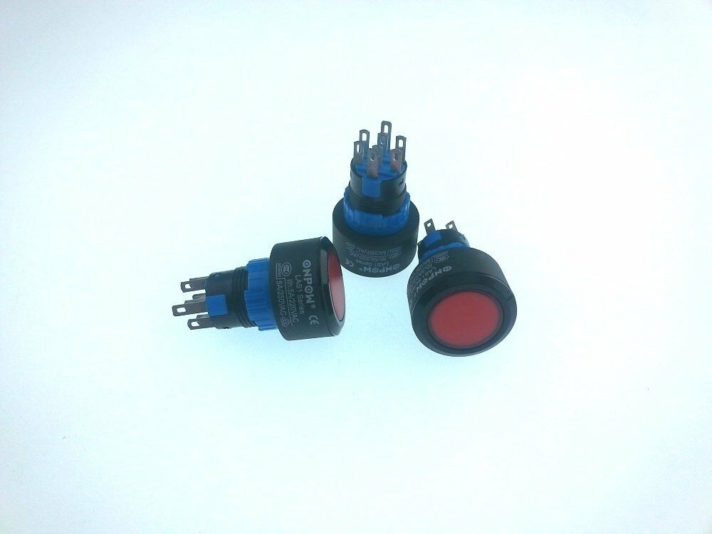 Onpow LAS1-APY-22/R Buton 24V Kırmızı Işıklı M16 Yuvarlak