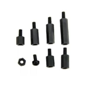 180 Adet M3 Plastik Distans Vida Somun Seti Siyah Aralıyıcı Stand off 8 Çeşit Şeffaf Çantada