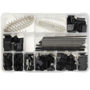 670 Adet Dupont Jst Konnektör ve 40 lı Pin Header Seti 2,54mm 1-10 Pin 9 Çeşit Şeffaf Çantada