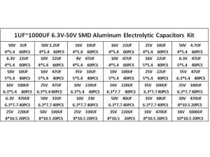 1500 Adet 1uF/1000uF Smd Elektrolitik Alüminyum Kondansatör Seti 36 Farklı Değerde Şeffaf Çantada