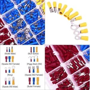 480 Adet Kablo Pabuç Terminal Seti İzoleli 30 Çeşit Şeffaf Çantada