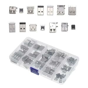 82 Adet Usb Soket Seti Pcb Tip 14 Çeşit Şeffaf Çantada