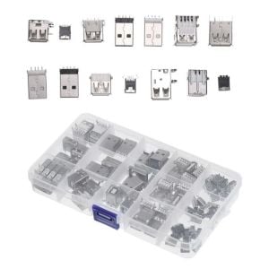 82 Adet Usb Soket Seti Pcb Tip 14 Çeşit Şeffaf Çantada