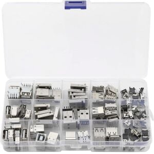 82 Adet Usb Soket Seti Pcb Tip 14 Çeşit Şeffaf Çantada