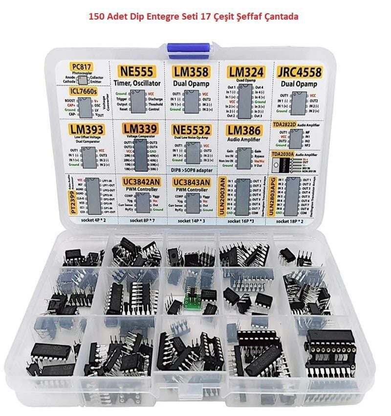 150 Adet Dip Entegre Seti 17 Çeşit Şeffaf Çantada
