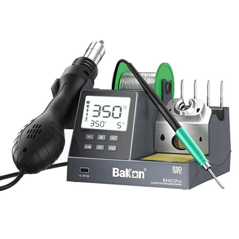Bakon BK602 Pro İntelligent Isı Ayarlı 2 in 1 Havya İstasyonu