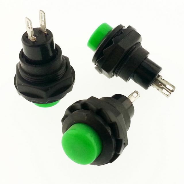 Buton Yeşil Yuvarlak 12mm Ø R13-502 / IC-180A / DS-227 ( Yaylı Tip )