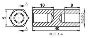 DİSTANS  METAL  AK-YP-440  40 mm  DİŞİ - DİŞİ  YÜKSELTEC
