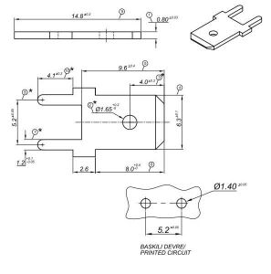 Kablo Terminali ( Kalaysız ) Erkek Pcb Tip 6,3 mm SFK39 (Sarı) (1Adet Fiyatıdır)