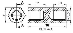 DİSTANS  METAL  AK-YP-4036  METRİK 4  36mm  DİŞİ - DİŞİ YÜKSELTEÇ