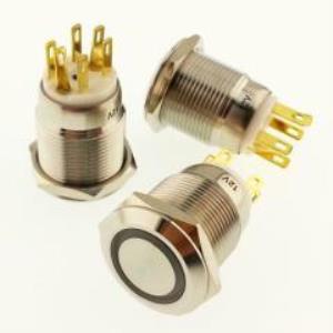 Onpow Buton Yuvarlak Metal Su Geçirmez 19mm 220V Beyaz  Halka Led'li No:54