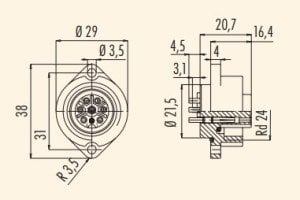 BİNDER 07 Pin Disi Pano Tip 09 4228 00 07