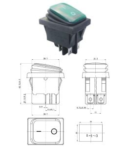 ANAHTAR BÜYÜK ON ~ OFF KÖRÜKLÜ YEŞİL  IŞIKLI 4 PİN  MK-721  IC-104W