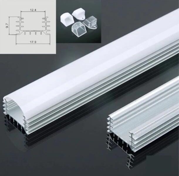 Boş Led Armatür Kasası Alüminyum 1 Metre Profil Şeffaf Kapak Tam Takım Ledsiz (5 adet fiyatı)