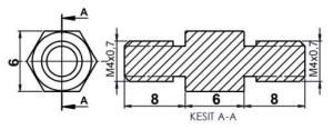 DİSTANS  METAL  AK-YP-4206  METRİK 4   6 mm  ERKEK - ERKEK  YÜKSELTEÇ