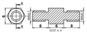 DİSTANS  METAL  AK-YP-4206  METRİK 4   6 mm  ERKEK - ERKEK  YÜKSELTEÇ
