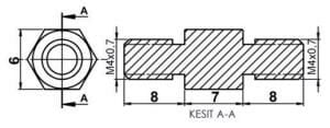 DİSTANS  METAL  AK-YP-4207  METRİK 4   7 mm  ERKEK - ERKEK  YÜKSELTEÇ