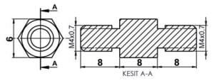 DİSTANS  METAL  AK-YP-4208  METRİK 4  8 mm  ERKEK - ERKEK  YÜKSELTEÇ