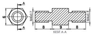 DİSTANS  METAL  AK-YP-4209  METRİK 4  9 mm  ERKEK - ERKEK  YÜKSELTEÇ