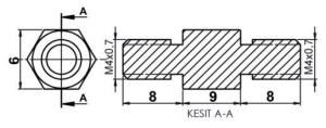 DİSTANS  METAL  AK-YP-4209  METRİK 4  9 mm  ERKEK - ERKEK  YÜKSELTEÇ