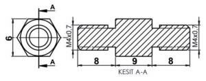 DİSTANS  METAL  AK-YP-4209  METRİK 4  9 mm  ERKEK - ERKEK  YÜKSELTEÇ